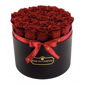 Czerwone Wieczne Róże w Czarnym Dużym Boxie