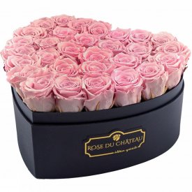 Bladoróżowe Wieczne Róże w Dużym Boxie Heart