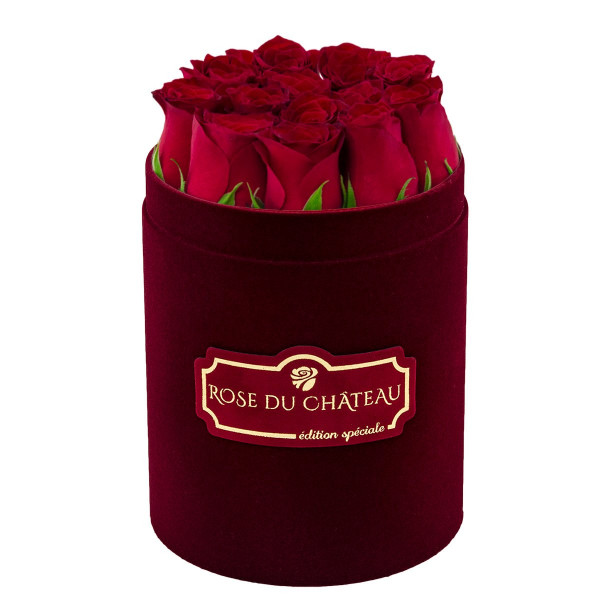 Edition Spéciale Mały Flokowany Box z Czerwonymi Różami Żywymi