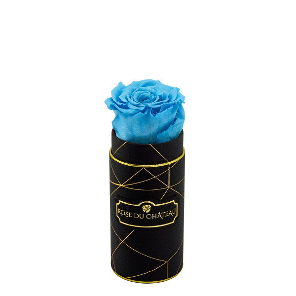 Błękitna Wieczna Róża w Czarnym Mini Industrialnym Boxie
