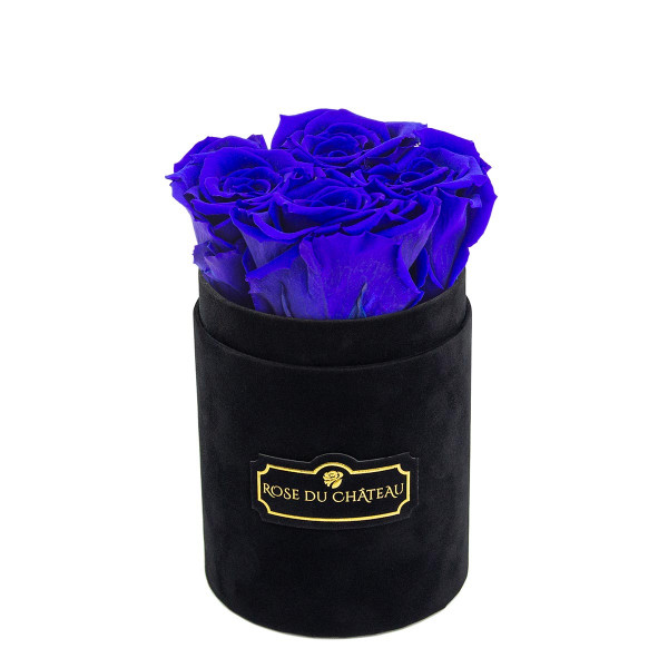 Niebieskie Wieczne Róże w Czarnym Flokowanym Baby Boxie