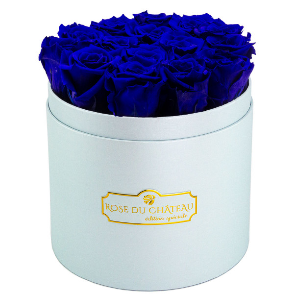 Niebieskie Wieczne Róże w Błękitnym Boxie
