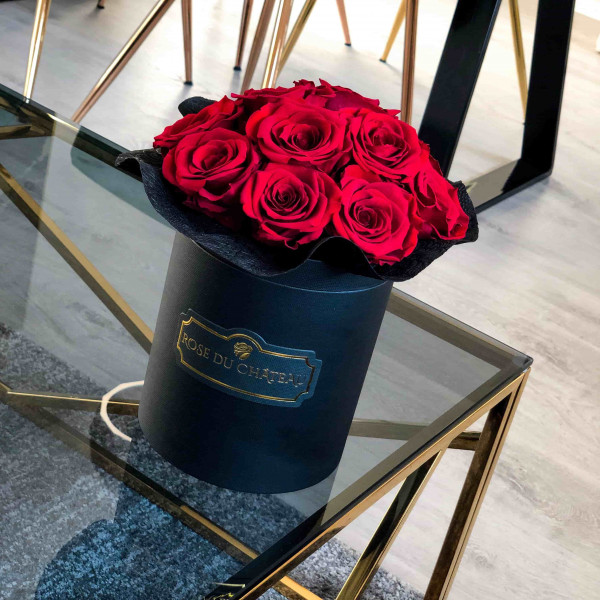 Czerwone Wieczne Róże Bouquet w Czarnym Boxie