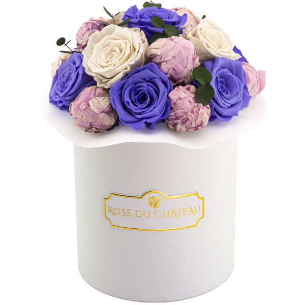Lavender Charm Bouquet Wiecznych Kwiatów w Białym Boxie
