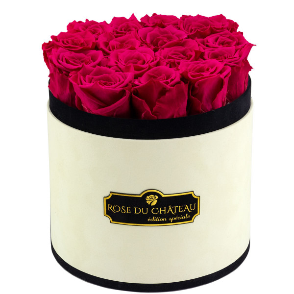 Różowe Wieczne Róże w Coco Flokowanym Boxie
