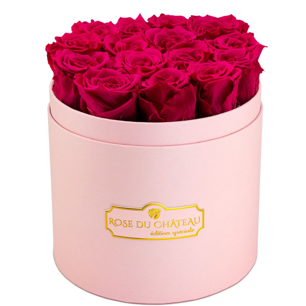 Różowe Wieczne Róże w Różowym Boxie