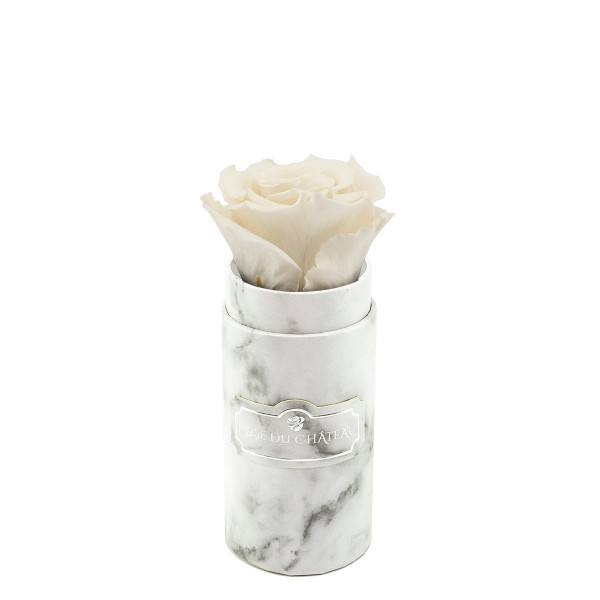 Biała Wieczna Róża w Białym Mini Marmurowym Boxie
