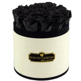 Czarne Wieczne Róże w Coco Flokowanym Boxie