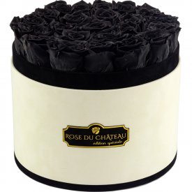 Czarne Wieczne Róże w Coco Dużym Flokowanym Boxie
