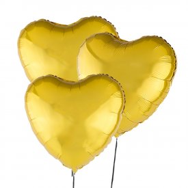 Trzy Złote Balony Serce 46 cm