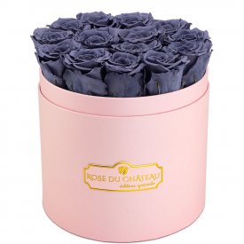 Szare Wieczne Róże w Różowym Boxie