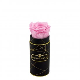 Bladoróżowa Wieczna Róża w Czarnym Mini Industrialnym Boxie