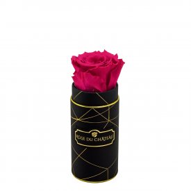 Różowa Wieczna Róża w Czarnym Mini Industrialnym Boxie