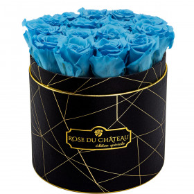 Błękitne Wieczne Róże w Czarnym Industrialnym Boxie