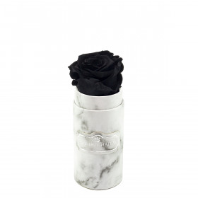 Czarna Wieczna Róża w Białym Mini Marmurowym Boxie