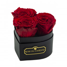 Czerwone Wieczne Róże w Czarnym Mini Boxie Heart