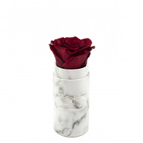 Czerwona Wieczna Róża w Białym Mini Marmurowym Boxie