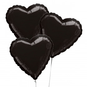 Trzy Czarne Balony Serce 46 cm