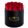 Miś & Czarny Okrągły Box z Czerwonymi Różami Żywymi