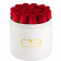 Miś & Biały Okrągły Box z Czerwonymi Różami Żywymi