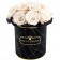 Białe Wieczne Róże Bouquet w Czarnym Industrialnym Boxie
