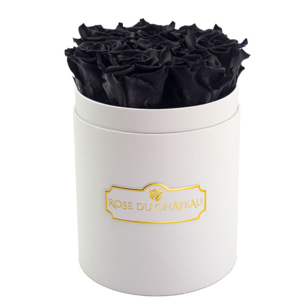Rose eterne nere in flowerbox bianco piccolo