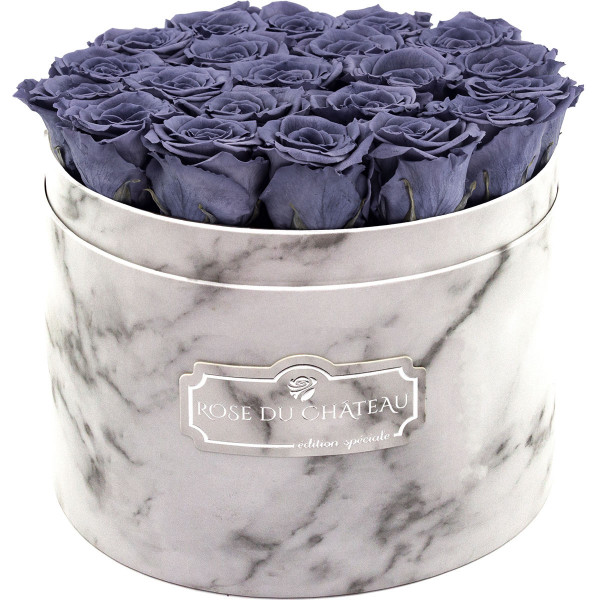 Rose eterne grigie in flowerbox marmo bianco grande