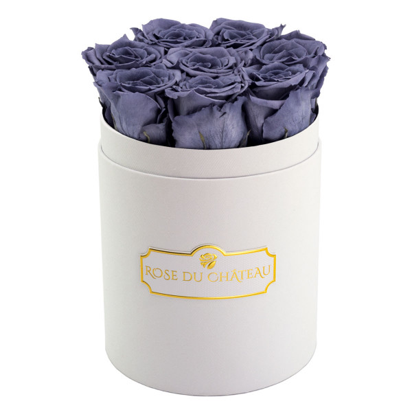 Rose eterne grigie in flowerbox bianco piccolo