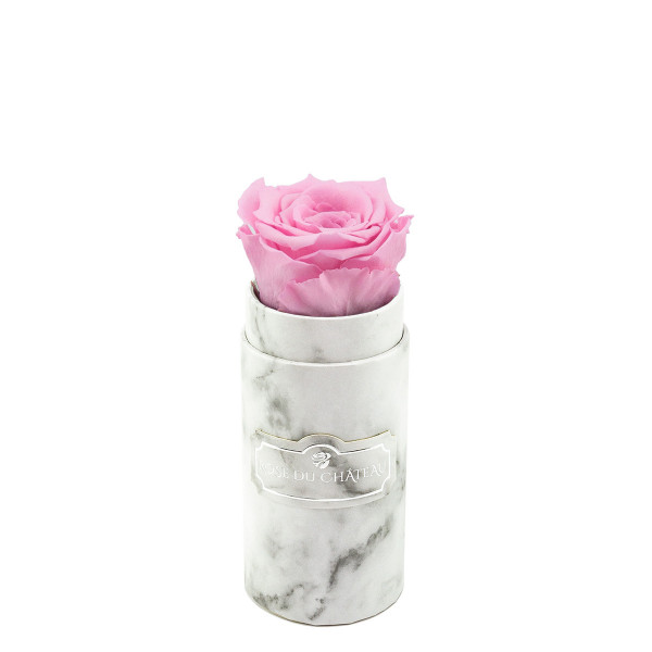 Rosa eterna rosa pallido in flowerbox marmo bianco mini