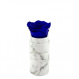 Rosa eterna blu in flowerbox marmo bianco mini