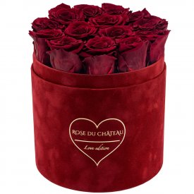 Rose eterne rosse in flowerbox floccato rosa - LOVE EDITION
