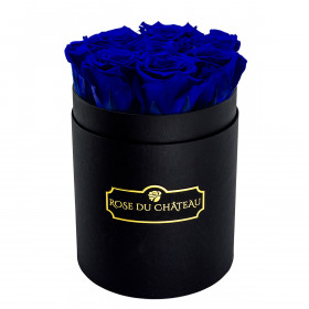Rose eterne blu in flowerbox nero piccolo