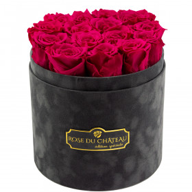 Rose eterne rosa in flowerbox floccato antracite