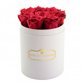 Rose eterne rosa in flowerbox bianco piccolo