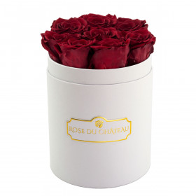 Rose eterne rosse in flowerbox  bianco piccolo