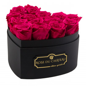 Rose eterne rosa in box cuore nero