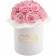 Rose eterne rosa pallido bouquet in flowerbox bianco