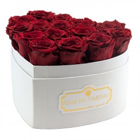 Rote Ewige Rosen In Weisser Herzbox
