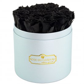 Schwarze Ewige Rosen In Azurblauer Rosenbox