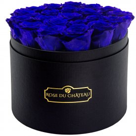 Blaue Ewige Rosen in schwarzer Rosenbox Large