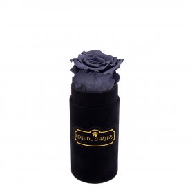 Graue Ewige Rose in schwarzer Mini Rosenbox