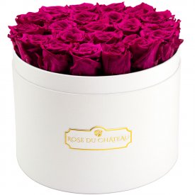 Rosafarbene Ewige Rosen in weißer Rosenbox Large