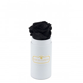 Schwarze Ewige Rose in weißer Mini Rosenbox