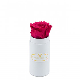 Rosafarbene Ewige Rose in weißer Mini Rosenbox
