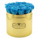 Azurblaue Ewige Rosen in goldener Rosenbox