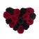 Schwarze und rote Ewige Rosen in schwarzer Herzbox