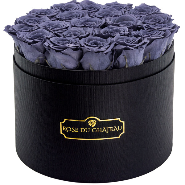 Eternity Grey Roses & Black Large Flowerbox