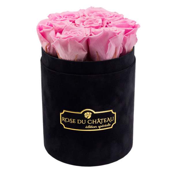 Eternity Pale Pink Roses & Small Black Flocked Flowerbox