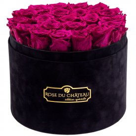 Eternity Pink Roses & Large Black Flocked Flowerbox