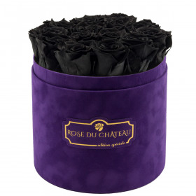 Eternity Black Roses & Violet Flocked Flowerbox